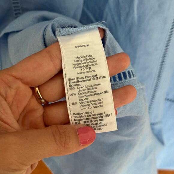 MADEWELL Sweetheart Powder Blue Linen Blend Midi Dress NWT Size 6 - Picture 9 of 10